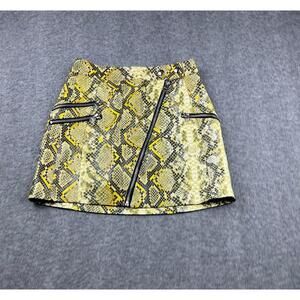 Bershka Yellow Snake Print Mini Skirt Size XS